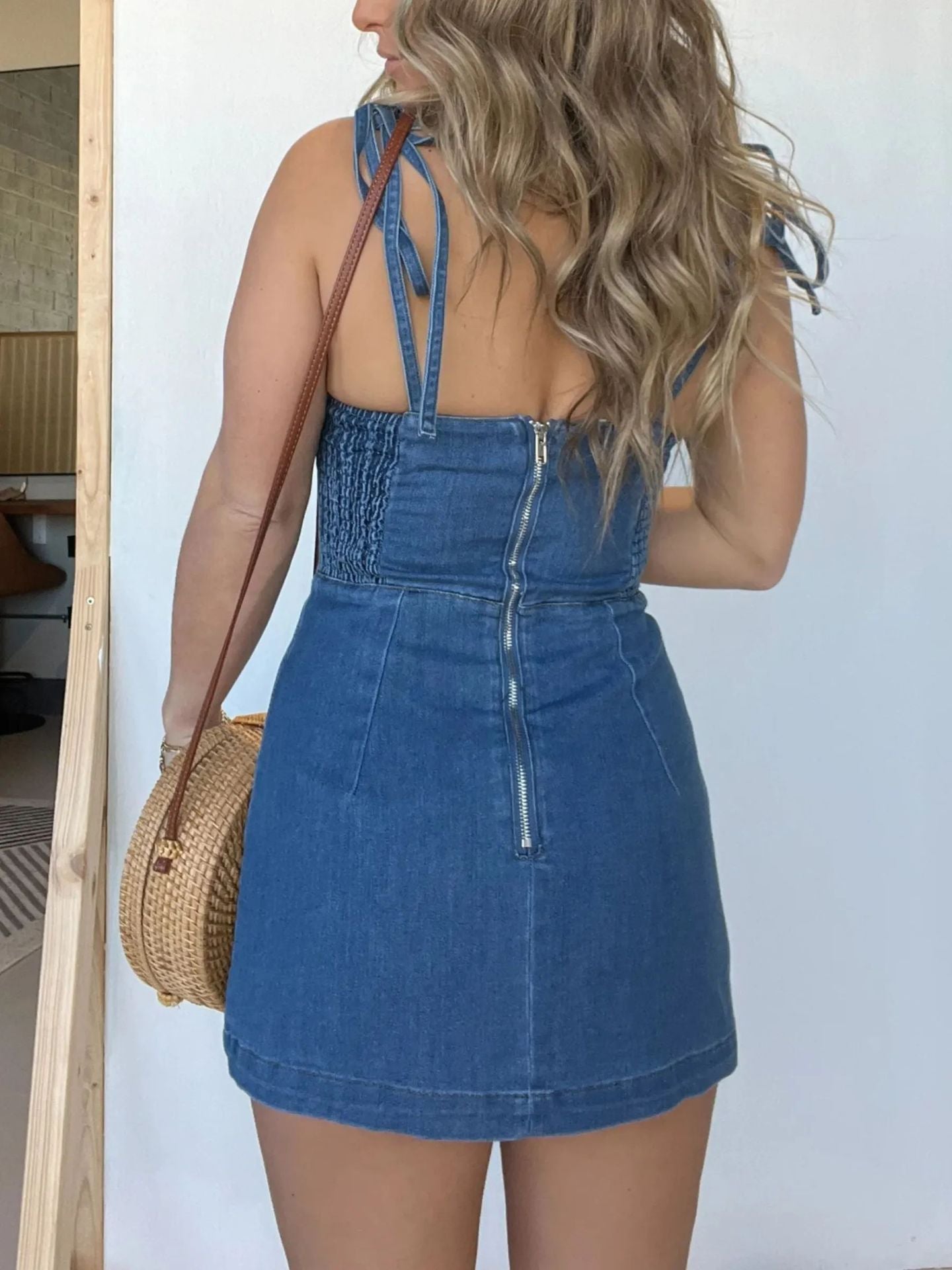 Slim Slit Suspender Denim Dress for Women