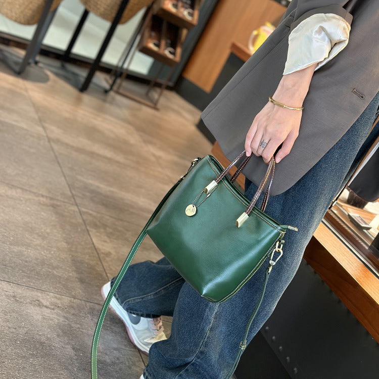 Genuine Leather Mini Tote Shoulder Bag