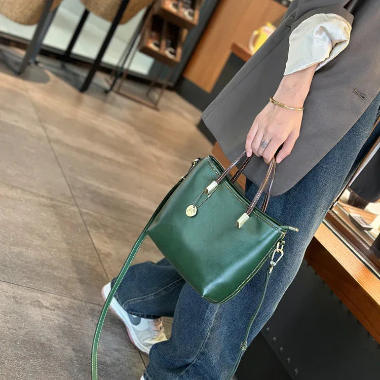 Genuine Leather Mini Tote Shoulder Bag