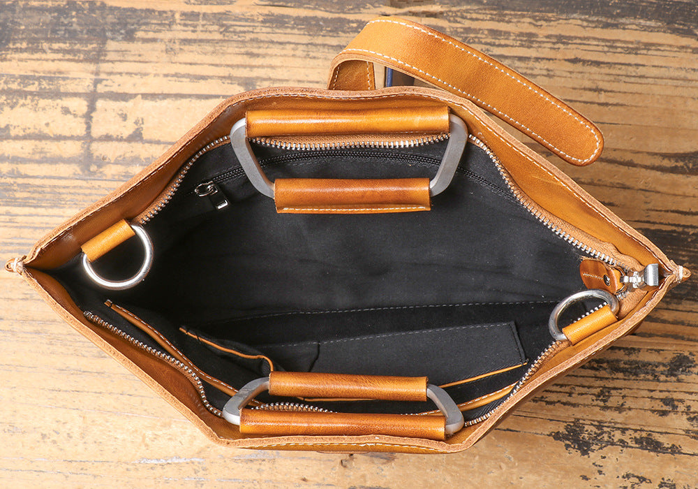 Men's Genuine Brown Leather Office Bag Briefcase