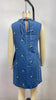 Sleeveless Denim Dress with Floral Embroidery