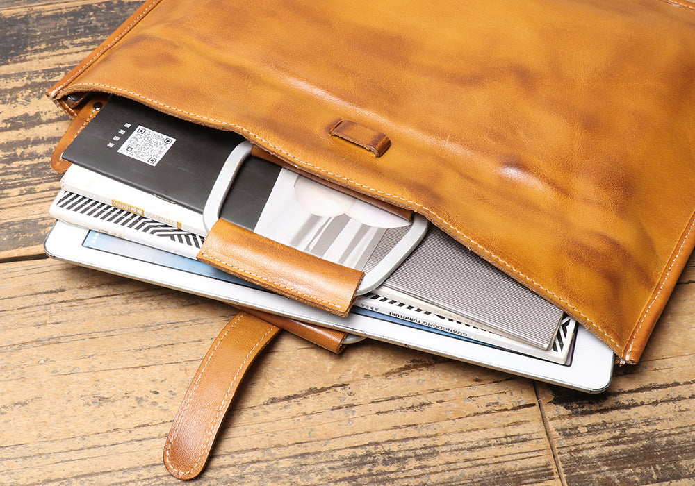 Men's Genuine Brown Leather Office Bag Briefcase