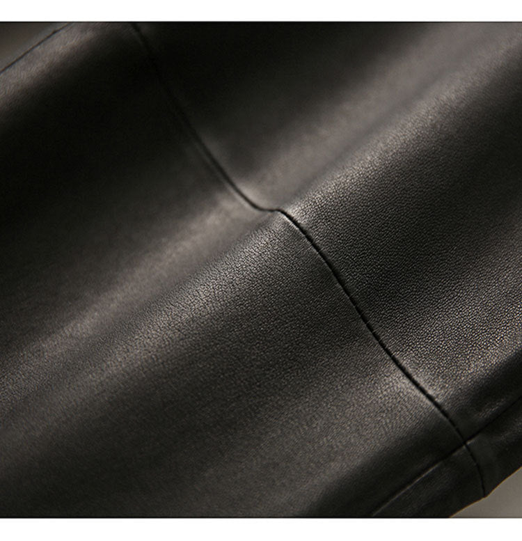 Women’s Brown Stretch Leather Pants High Waisted