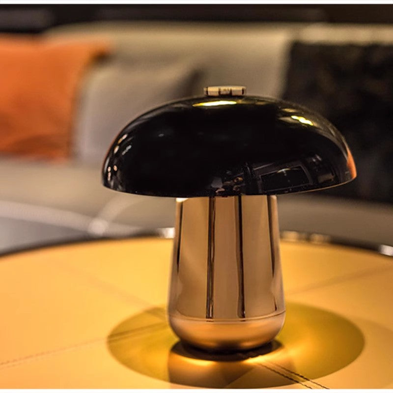 Black and Gold Modern Table Lamp Mushroom Light