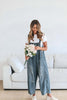 Distressed Denim Overall Dress Wide Leg Jumpsuit