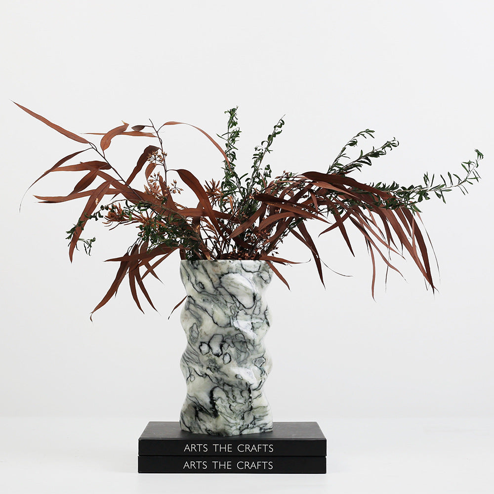 Large Marble Flower Vase Modern Decorative Marble Art Vase