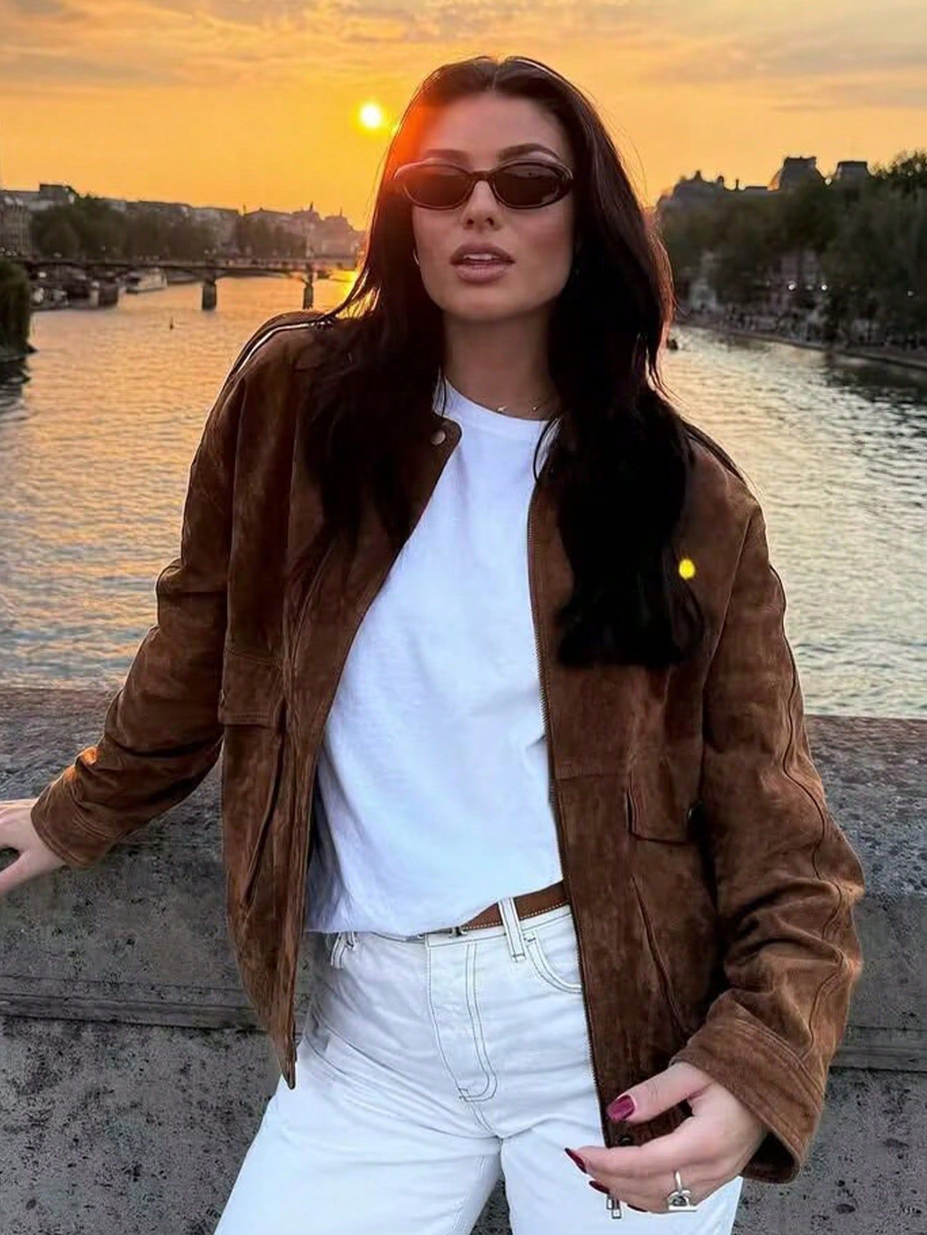 Women’s Faux Suede Loose Jacket Brown