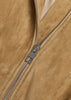 Tan Real Suede Leather Jacket for Women with Drawstring Hem