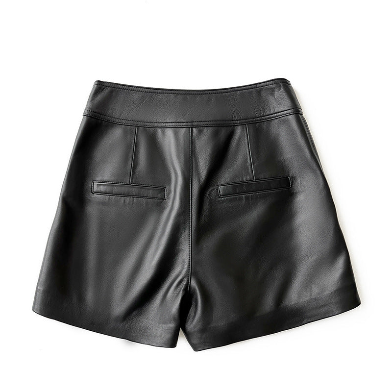 Women’s Leather High Waist Shorts Wide Leg