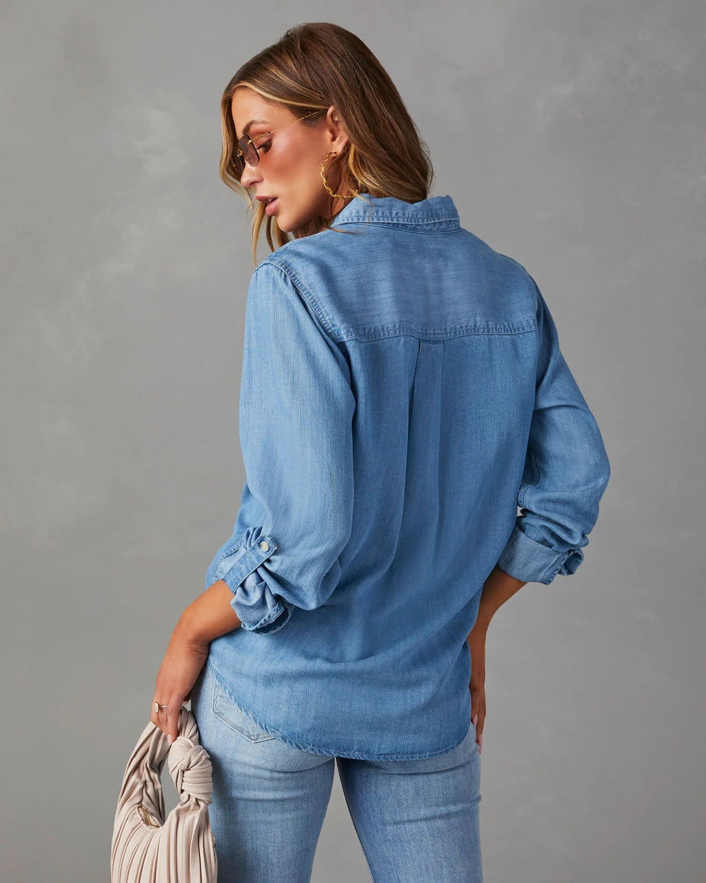 Lightweight Denim Shirt Women Long Sleeve