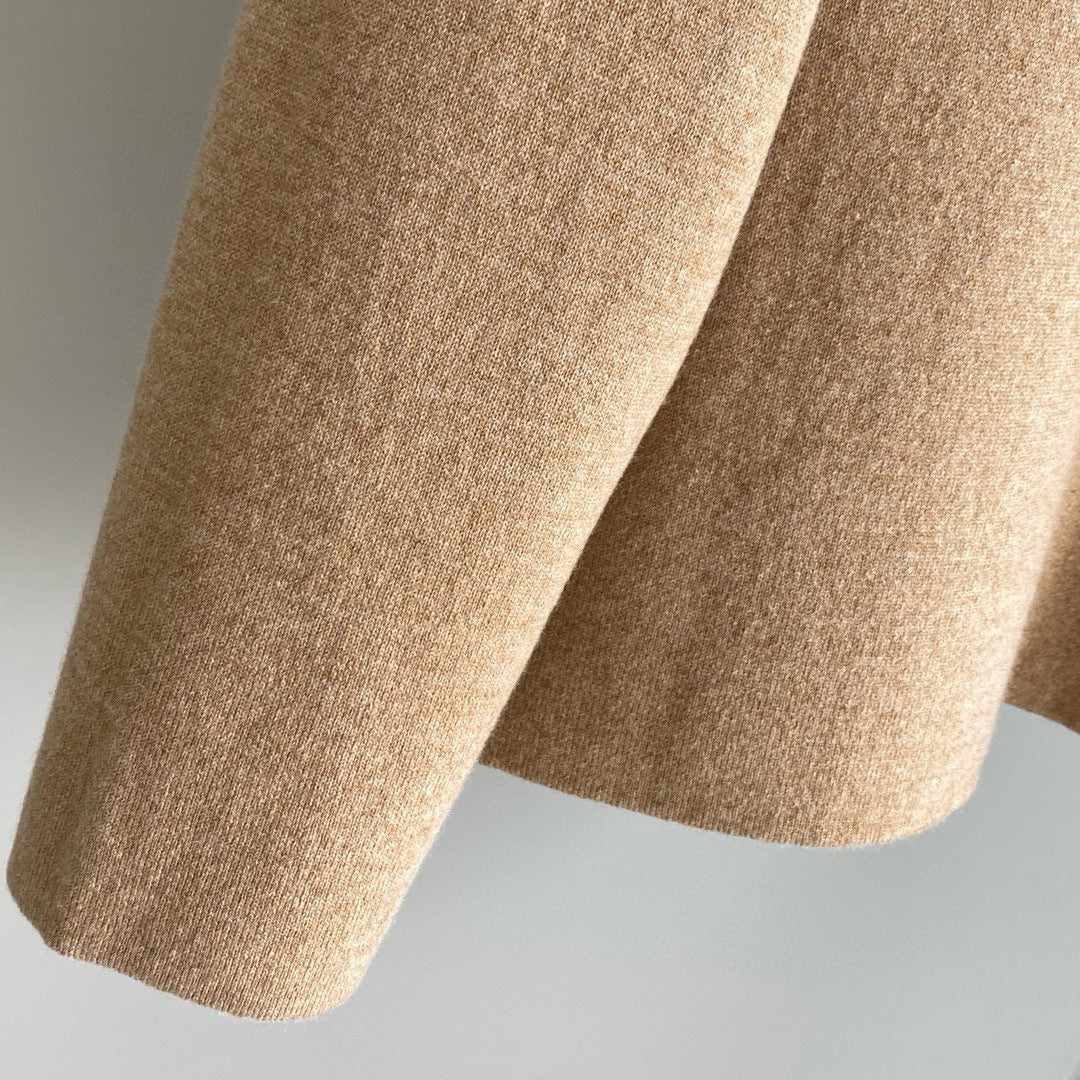 Women Cashmere Wool Hooded Sweater Zip Front Knitted Cardigan