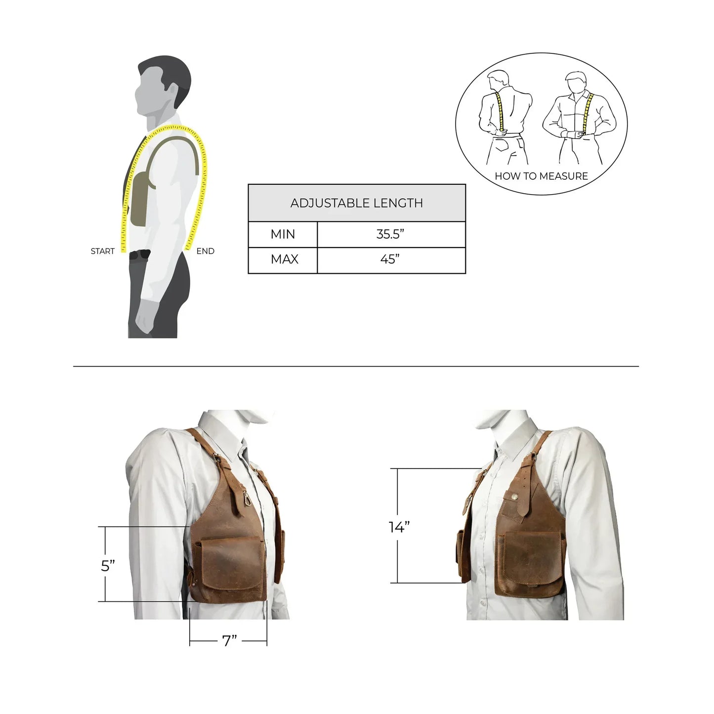 Men’s Leather Shoulder Holster Bag Underarm Harness