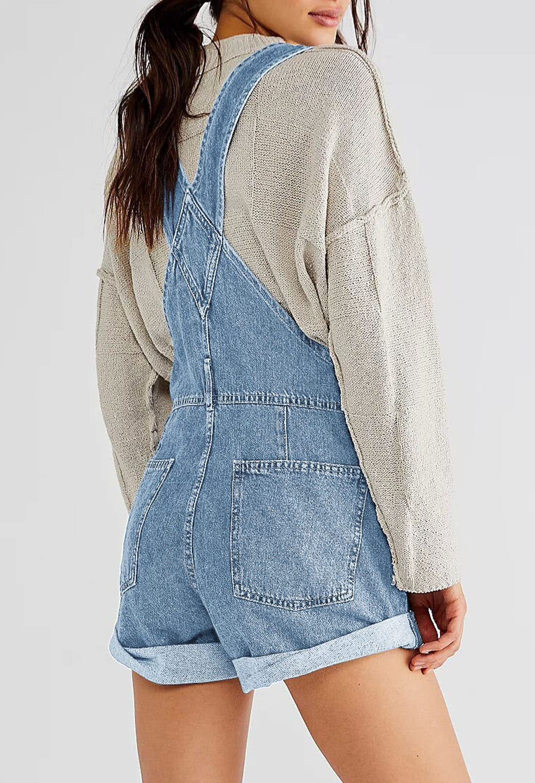 Trendy Women's Denim Short Overalls