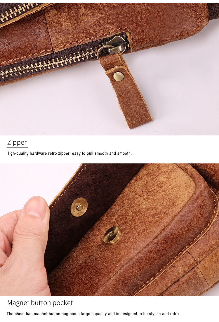 Genuine Leather Men's Chest Crossbody Bag