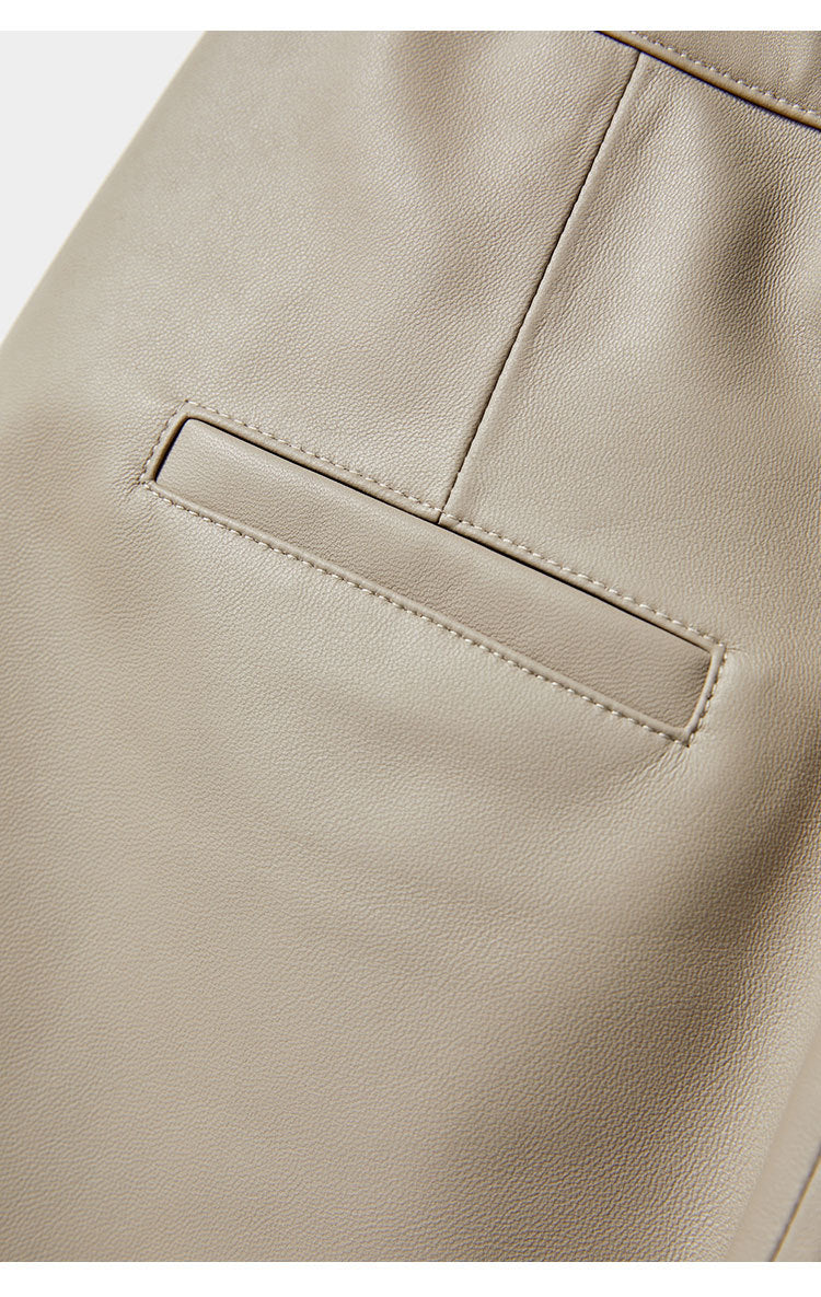 High Rise Leather Elephant Style Pants Straight Leg Midi Culotte