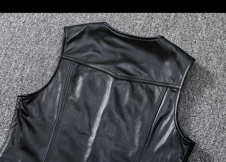 Biker Leather Vest Men Slim Fit Motorcycle Vest
