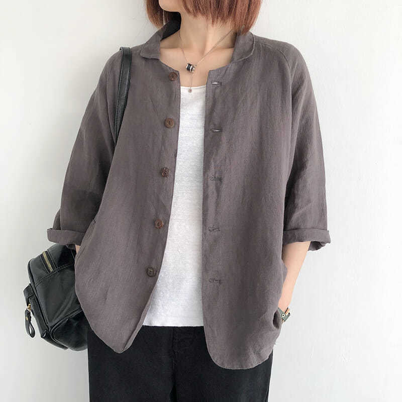 Women's Shirt with Rolled Cuffs and Half Sleeves