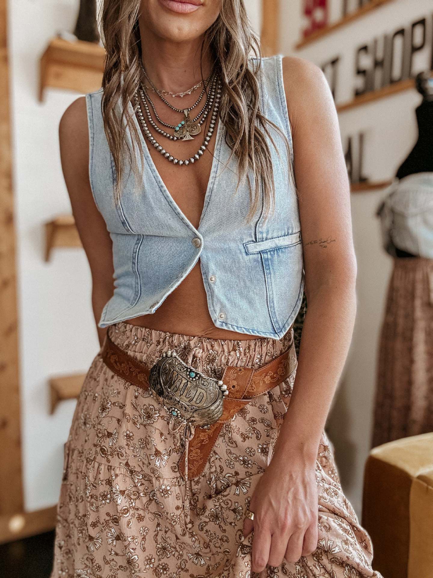 denim motorcycle vest