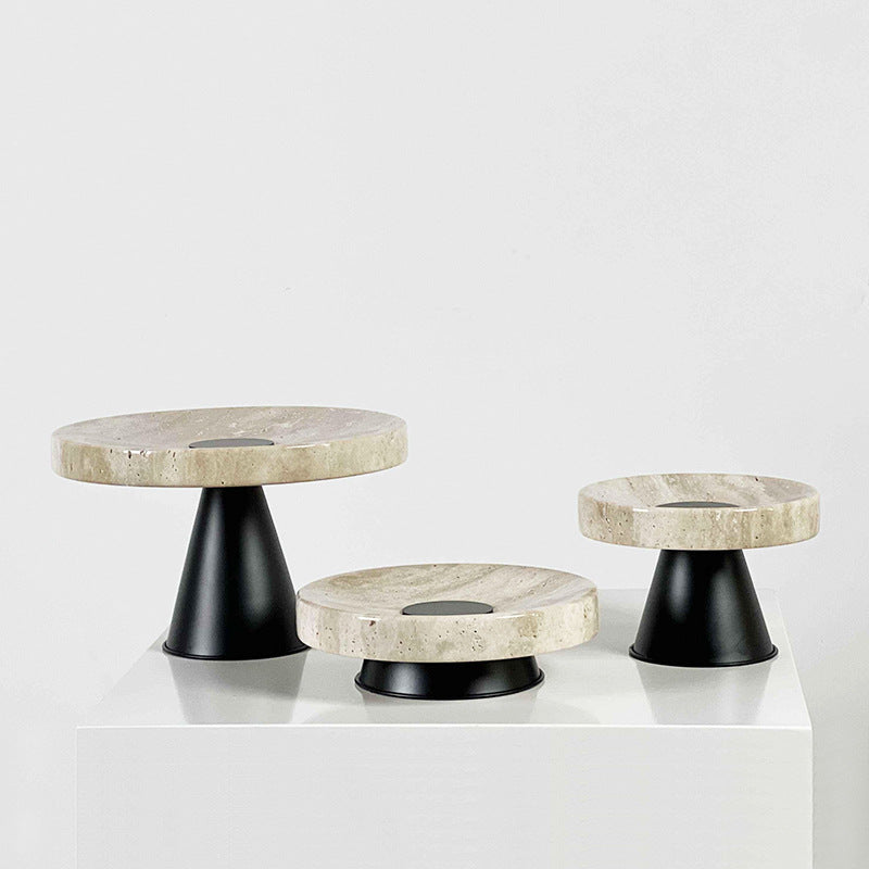 Nordic Natural Marble Rectangular Tray with Black Base