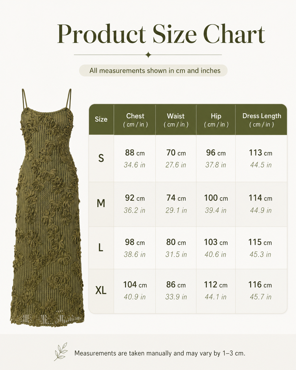 Olive Lace Jacquard Dress with Spaghetti Straps and Midi Length