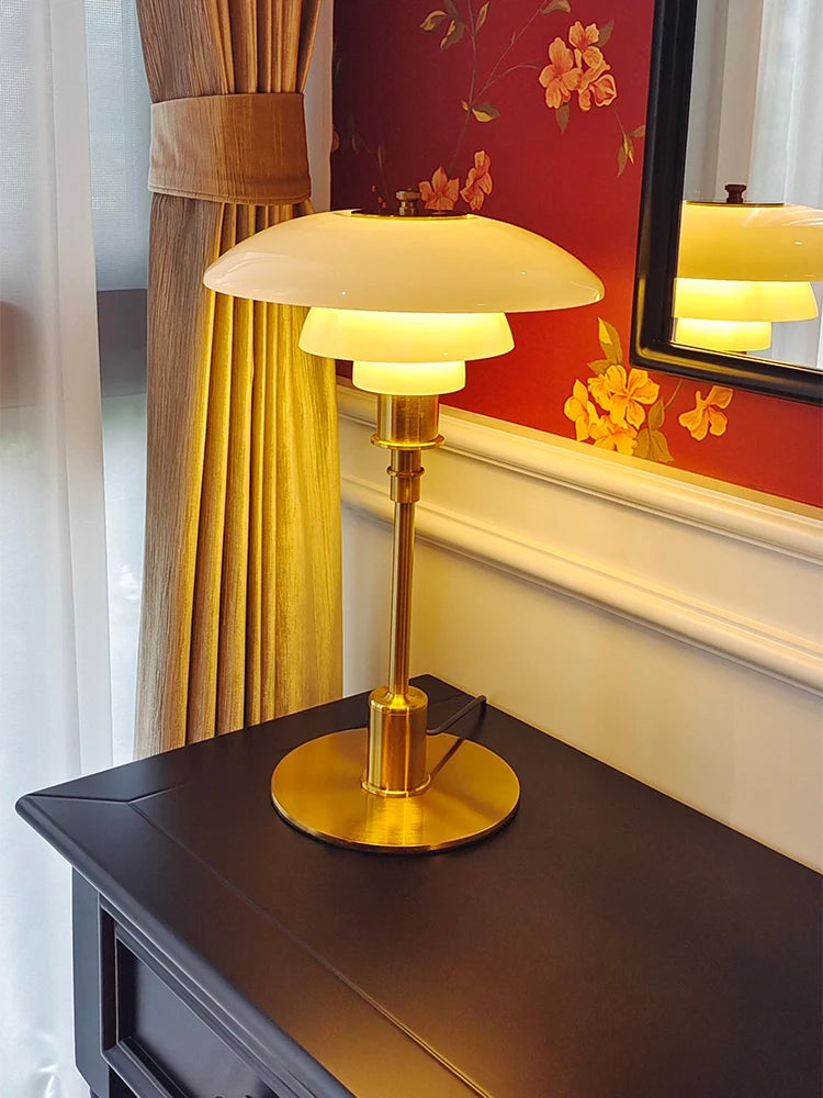 Mushroom Glass Bedside Light with Button Switch