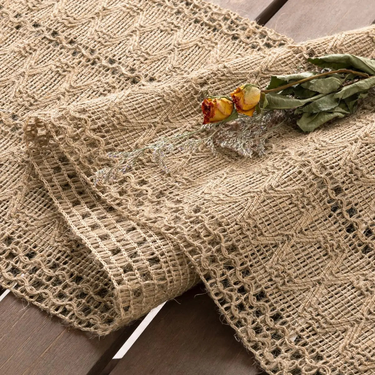Burlap Macrame Jute Small Runner for Fall, Spring, Christmas & Easter