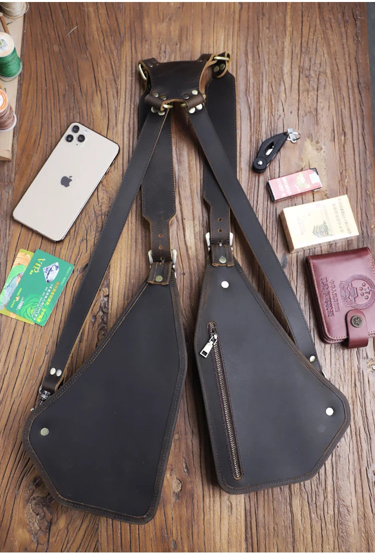 Medieval Leather Harness Holster Bag Chest Rig