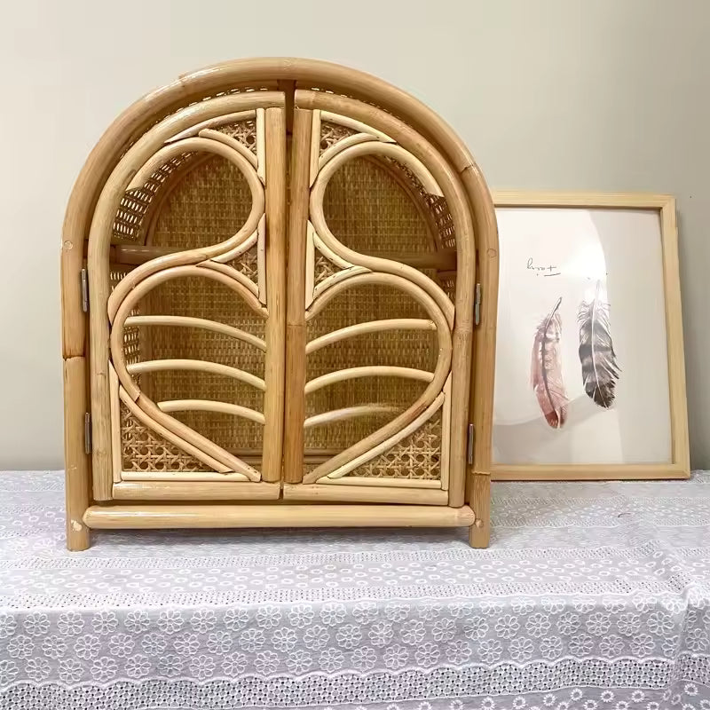 Handmade Rattan Toy Storage Cabinet with Drawers