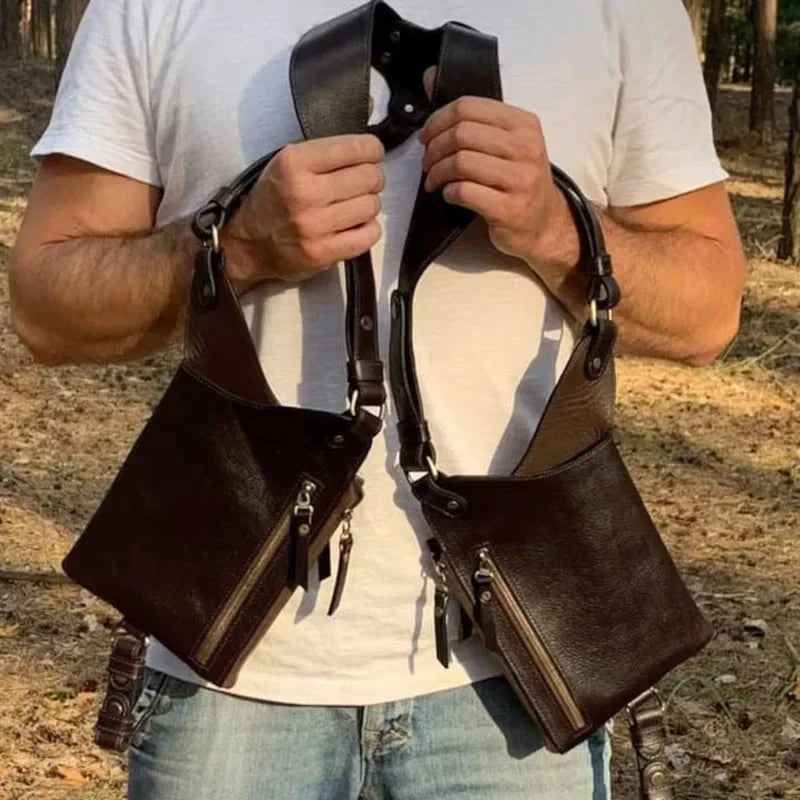 Men’s Double Underarm PU Leather Shoulder Holster Wallet