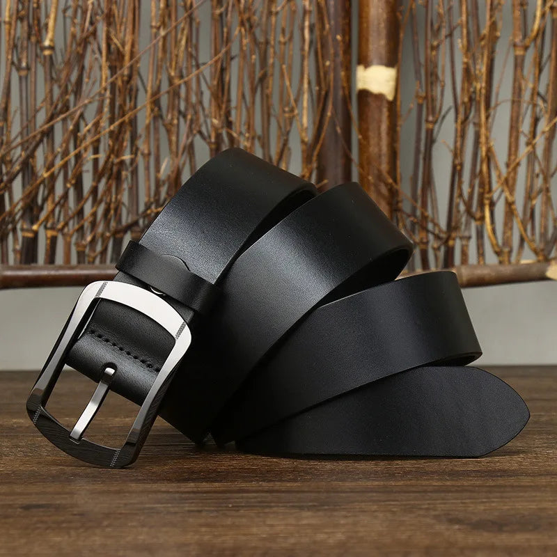 Men's Real Leather Belt with Modern Ceramic Buckle