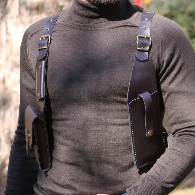 Men's Leather PU Shoulder Holster Wallet