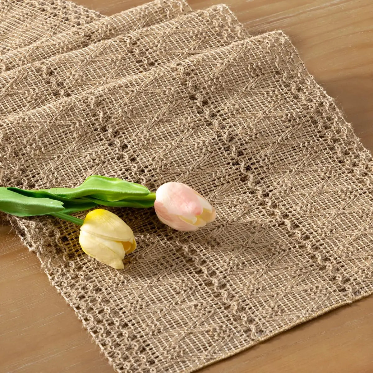 Burlap Macrame Jute Small Runner for Fall, Spring, Christmas & Easter
