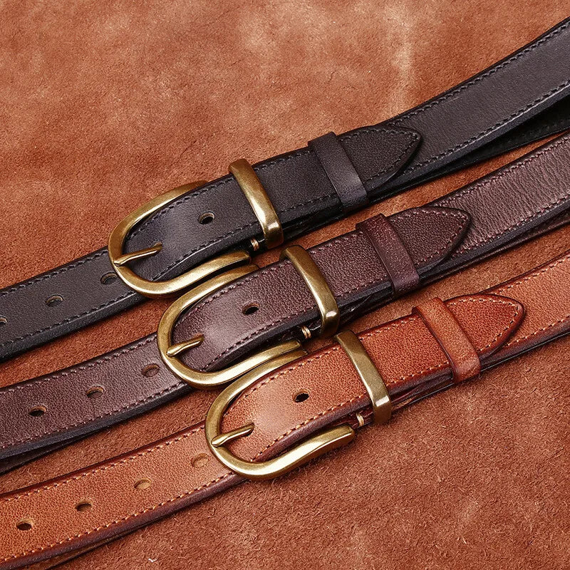 Genuine Leather Belt Western Style With Brass Buckle
