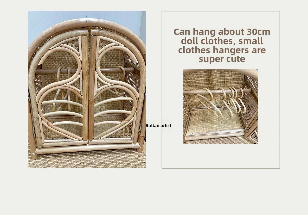 Handmade Rattan Toy Storage Cabinet with Drawers