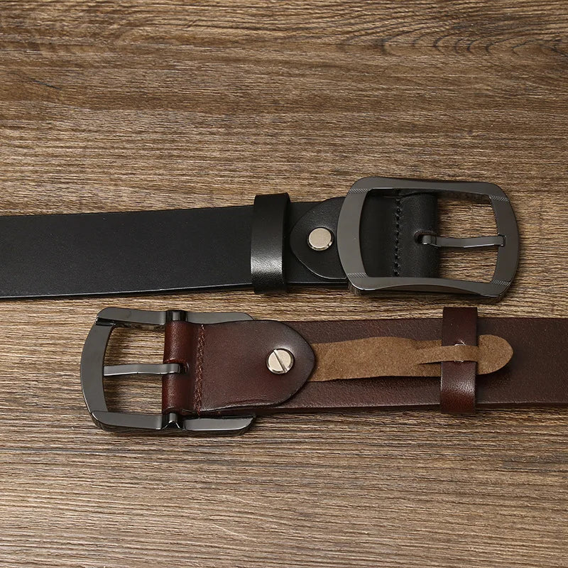 Men's Real Leather Belt with Modern Ceramic Buckle