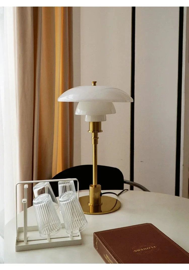 Mushroom Glass Bedside Light with Button Switch