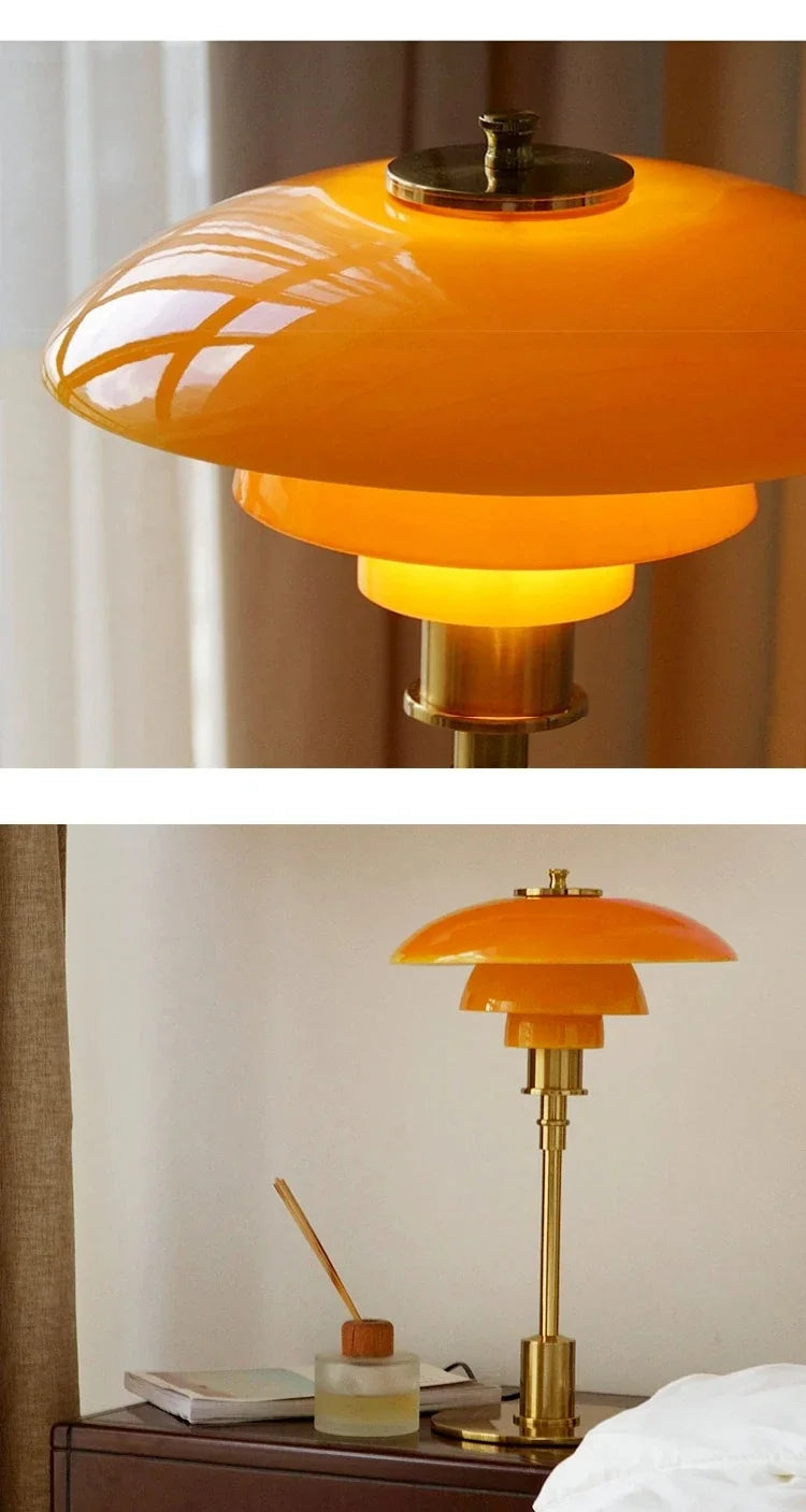 Mushroom Glass Bedside Light with Button Switch