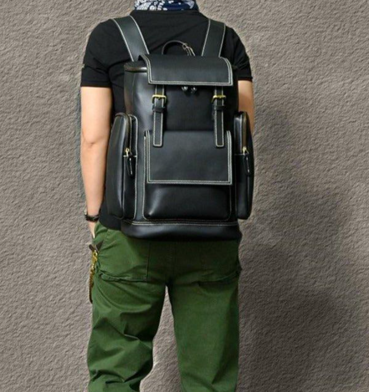 Large Leather Brown Backpack