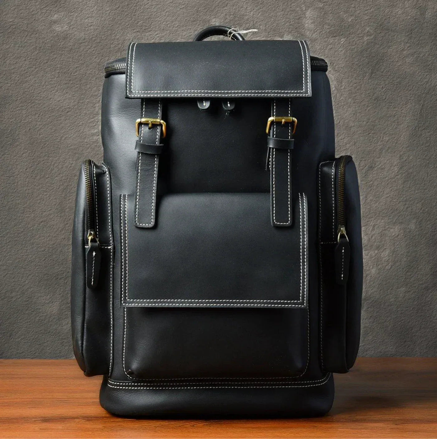 Large Leather Brown Backpack