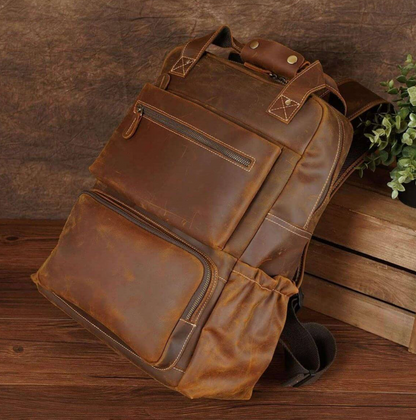 Real Leather Rustic Brown Backpack
