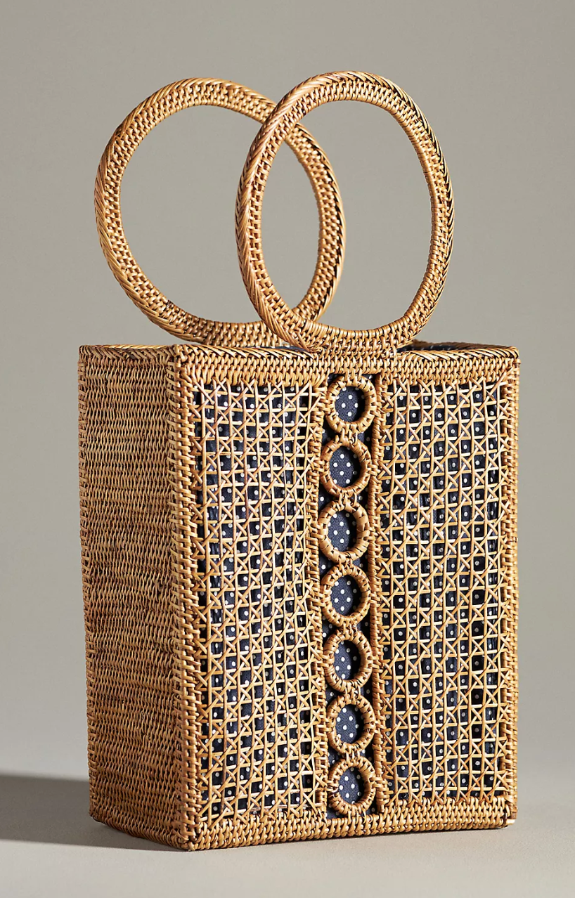 Natural Rattan Beach Tote Bag