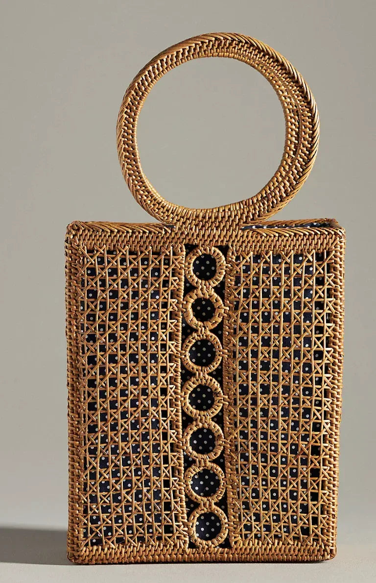 Natural Rattan Beach Tote Bag