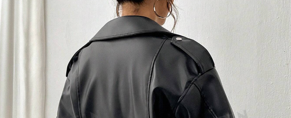 Zip Up Real Leather Moto Jacket