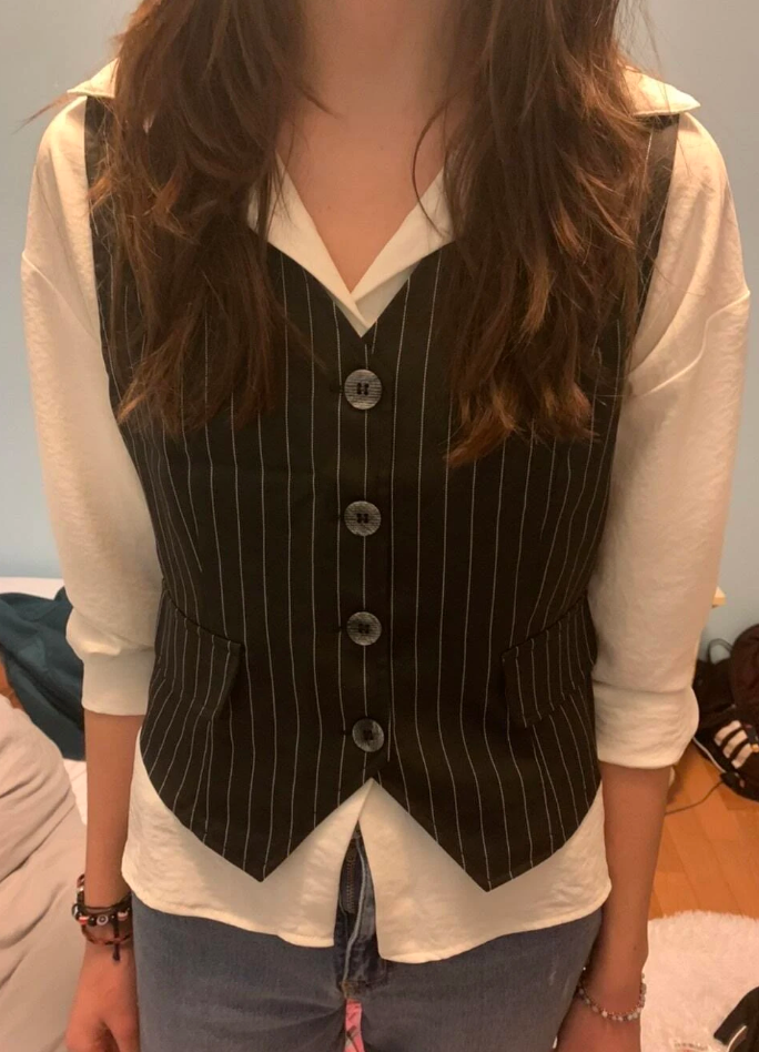 Black Striped Vest Blazer