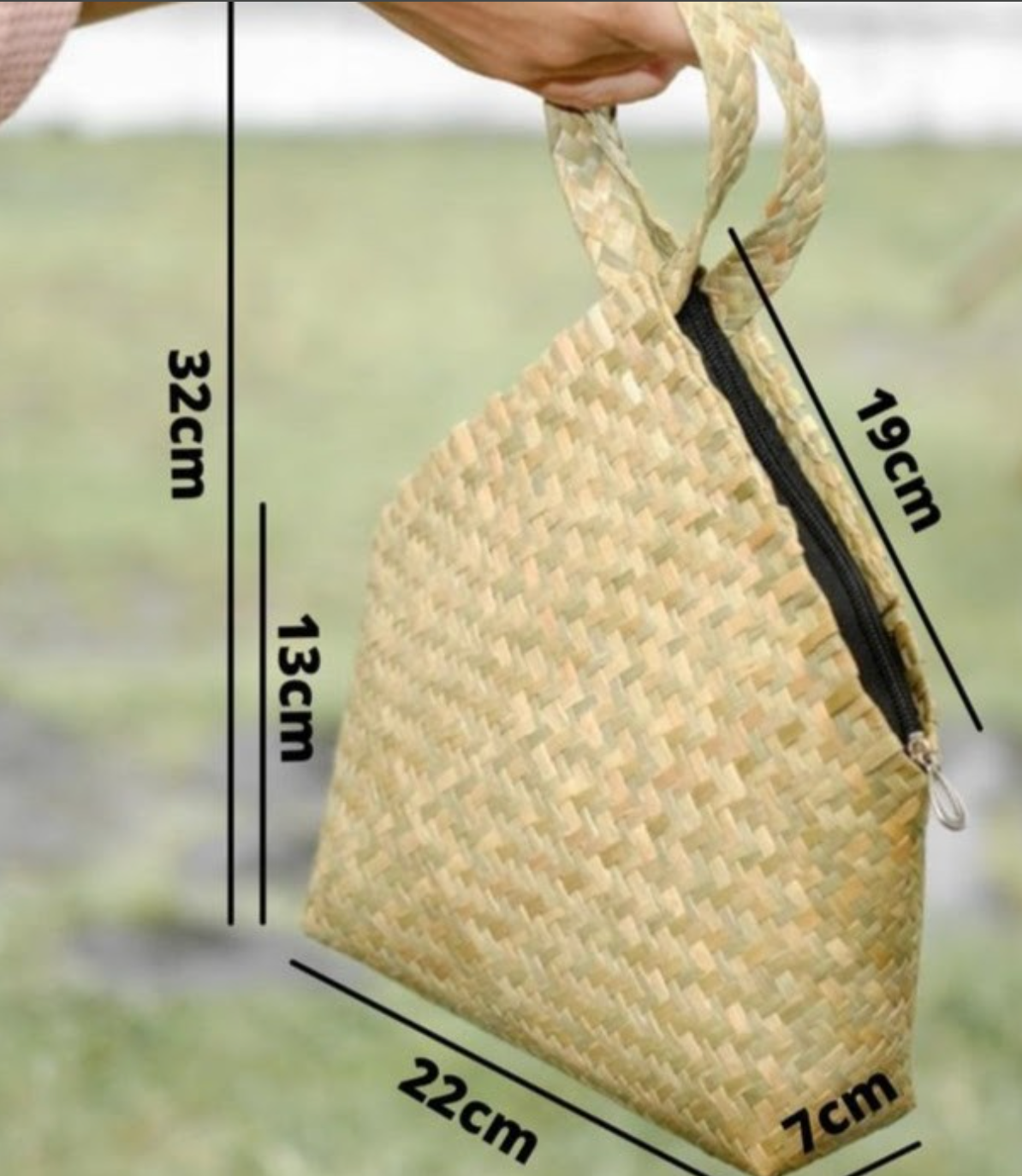 handcrafted woven straw handbag