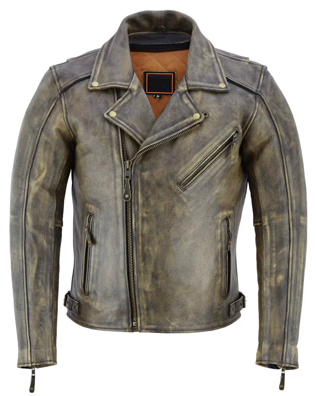 grey leather riding jacket men