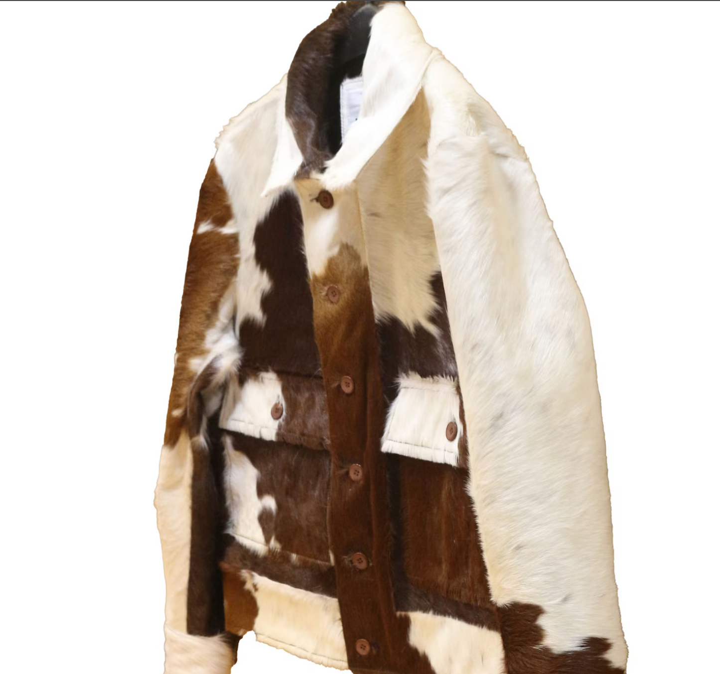Cowhide Jackets Women Brown White