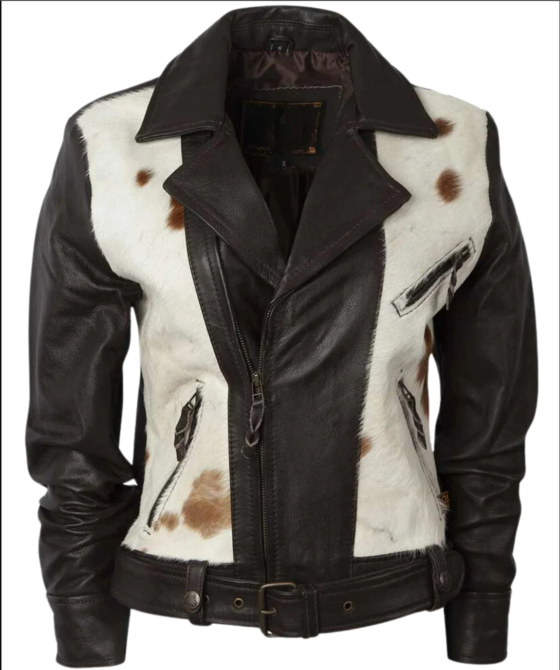 Women's Cow Skin Jacket Hair On Hide Coat
