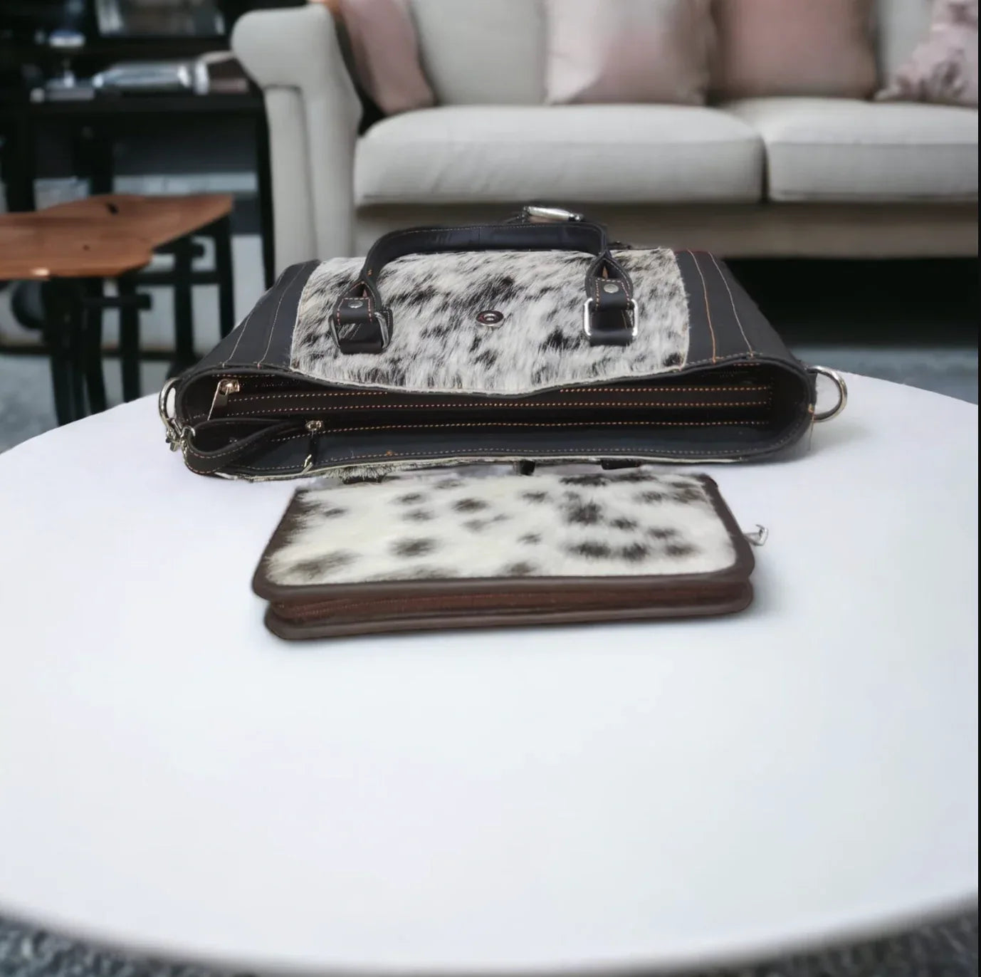 Black and White Hair on Hide Cowhide Shoulder Bag