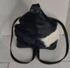 Genuine Cowhide Shoulder Backpack Black White